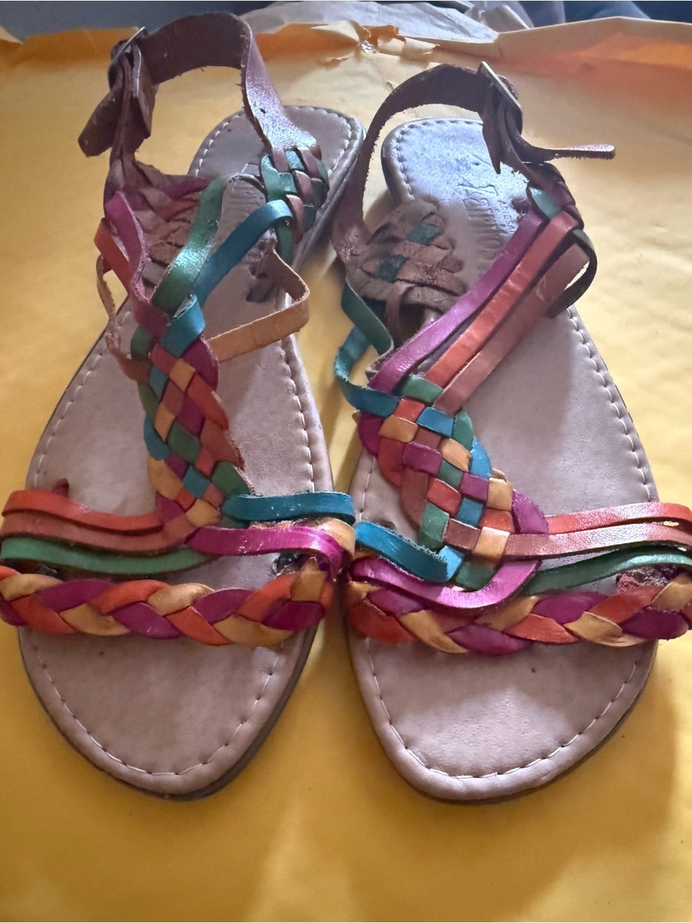 Multi-Color Braided Leather Women’s Sandals